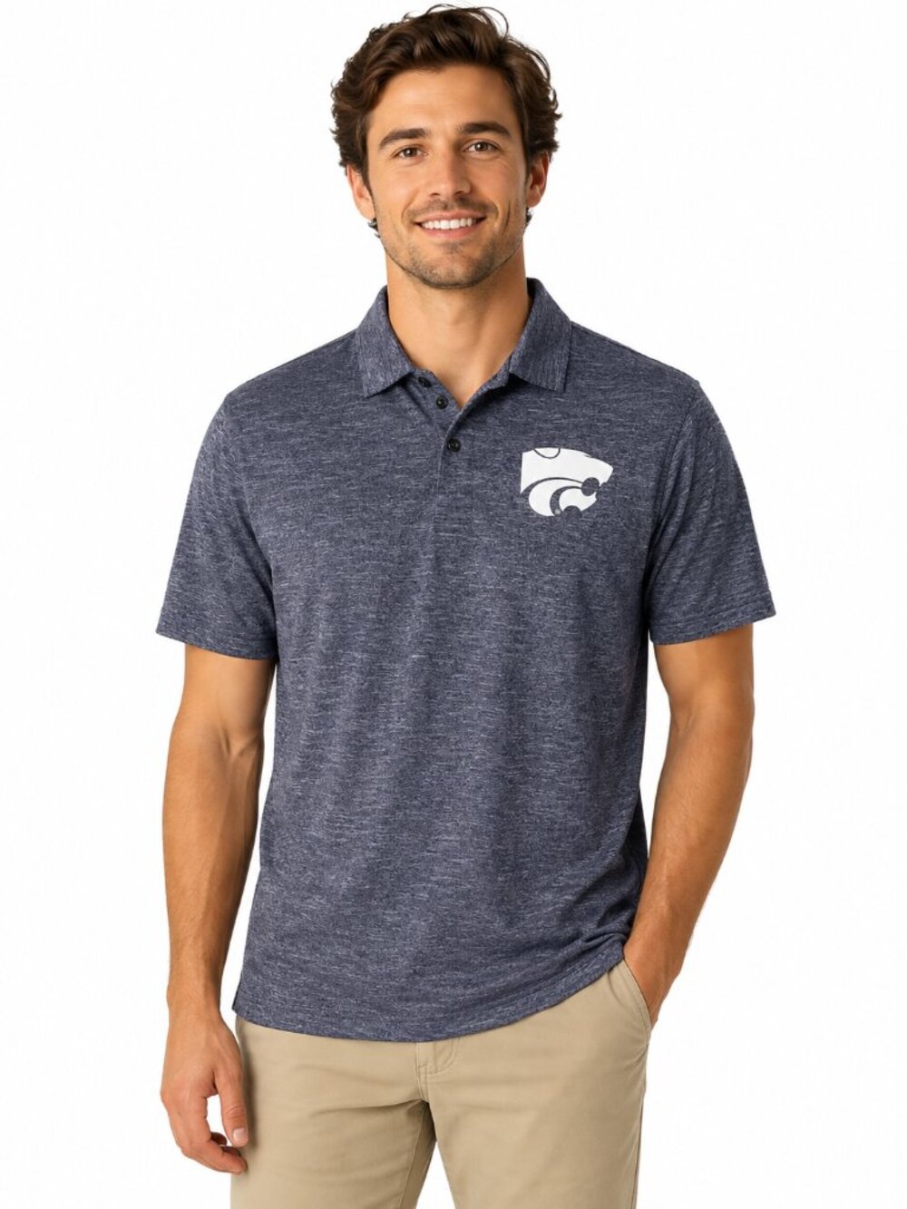 Kansas State Wildcats Mens Polo Shirt Small 34/36 Heather Purple New